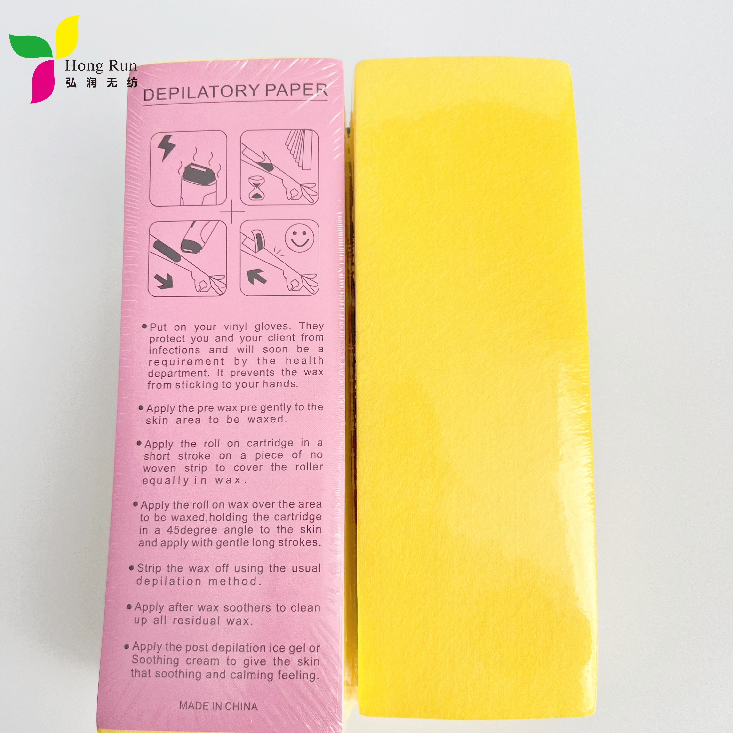 Free Sample Yellow Disposable Body Hair Removal Wax Strips Hair Removal Waxing Paper Non Woven Depilatory Wax Strips For Women